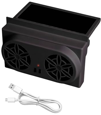 Protoence Solar Powered Car Fan - Portable Car Solar Powered Window Exhaust Fan - Electric Powered Portable Ventilator with Cooling Function for RV Driving Truck Outdoor