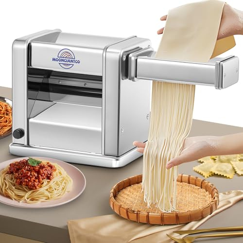 Moongiantgo Electric Pasta Machine, 3 Detachable Blades, 7-Gear Thickness