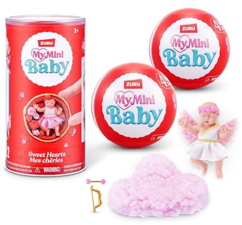 My Mini Baby Sweet Hearts Serie 1 2 Pack von ZURU – Überraschungskapsel Babypuppe mit Zubehör & Spielset, Realistische Miniatur Spielzeug für Mädchen ab 3+