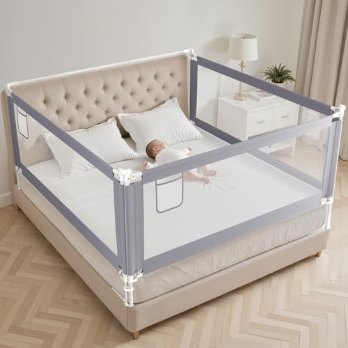 Julrrimg Bettgitter Rausfallschutz Bett 200cm×2+180cm×1 - Rausfallschutz Boxspringbett Höhenverstellbar in 30 Stufen - inklusive 1 Kopfteilfixierstange(3 Stück)