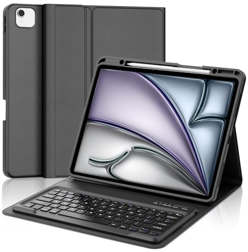 IVEOPPE Keyboard Case for iPad Air 13-inch M4 2026/M3 2025/M2 2024, Black | Keyboard for iPad Pro 12.9 2022/2021/ 2020/2018, Detachable Bluetooth Keyboard for iPad Air 13 M4/M3/M2, English Layout