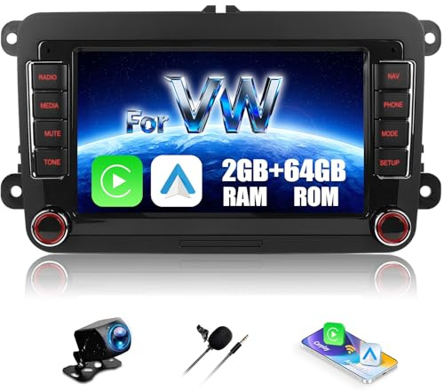 Zomolither 2+64GB Android 15 Autoradio mit Bildschirm 7″ IPS für VW Touran 1T 2003-2015, VW Touran 1T Radio, Kabellos CarPlay Android Auto, Bluetooth, GPS Navigation, Rückfahrkamera-Anschluss