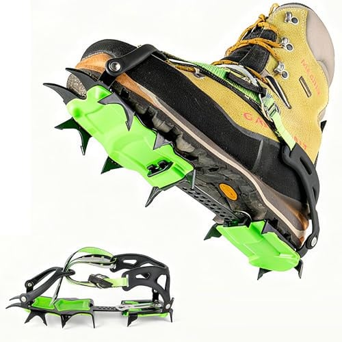 Grödel für Wanderschuhe & Bergschuhe, Universal Steigeisen 14 Zähne, Crampons Spikes für Schuhe, Grödeln Snowline geeignet, Antirutsch Grödel für Schnee & EIS, Winter-Abgleitschutz