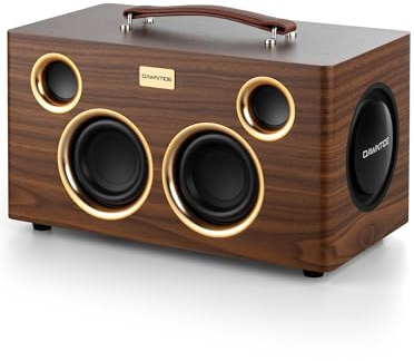 Dawntide V8 Portable Bluetooth Speaker, 240W Peak Power Retro Wooden Audio System with 6 Drivers Subwoofers/Tweeters, HDMI ARC for TV, USB DAC, 24H Playtime, HiFi Sound for Home & Outdoor Camping