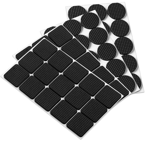 Furniture Pads,felt pads for furniture feet,furniture pads,pack of 60 | furniture pads floor protectors,for Hardwood Floors(Black,30 Squares and 30 Rounds)