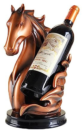 LL-COEUR Pferd Weinflaschenhalter Dekorative Weinregal Skulptur Weinständer Statue Flaschenregal Tischplatte Dekoration (rot)