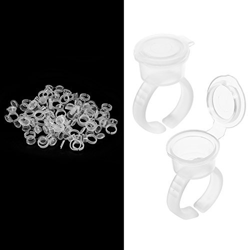 100 Tattoo Tinte Ringe, Tattoo Ink Ring, Tattoofarbe Kappen Tätowierung Ink Holder Ring Augenbraue Wimpern verlängern Pigment Ink Holder Behälter Cup mit Tattoo Deckel Kit
