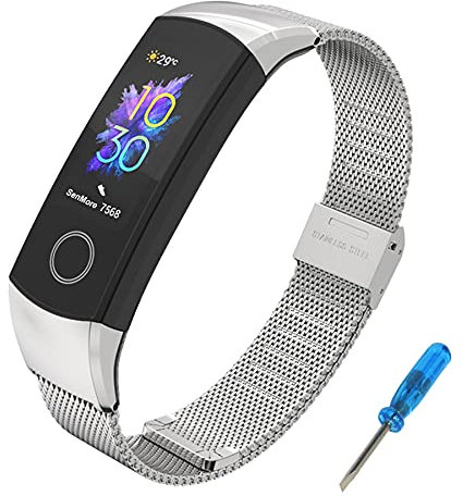 SenMore Kompatibel mit für Honor Band 5 Honor Band 4 Armband, Ersatzband Wasserdicht Edelstahl Replacement Wrist Strap Armband Zubehör für Honor Band 4 Honor Band 5 (kein Host)