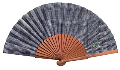 Spanischer Handfächer Gales – Holz und Baumwolle – 23 cm – Jute-Hülle und -Bezug – Modeaccessoire – Handgefertigt in Spanien – Events und Geschenke – Unsere Klassiker-Kollektion – Tusitala Barcelona