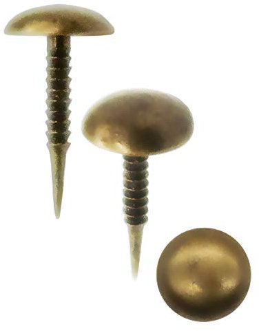 FUXXER 100x Antike Rund-Kopf Nägel, Reiß-Zwecken, Möbel-Nägel, 15 x 8 mm, Vintage Messing Bronze Optik
