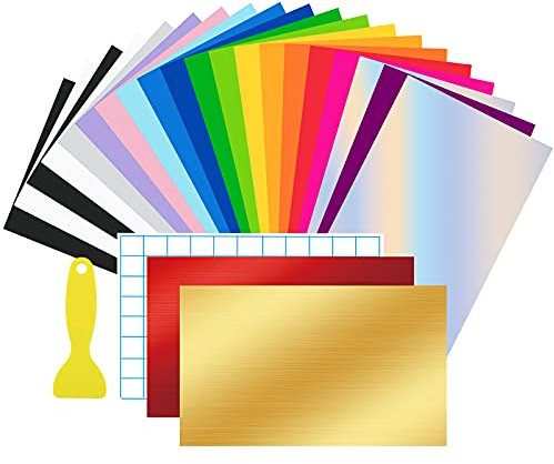 ImnBest 22 Stück Vinylfolie Plotter,30.5 x 20.5cm Selbstklebende Folie für Cricut - 22 Vinylfolie für die Dekoration von Partys oder Feiertagen (23)