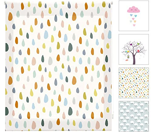 Blindecor Digital Kids | Tenda avvolgibile traslucida con stampa digitale | Modello Colordrops | 90 x 180 cm (larghezza per altezza), dimensioni del tessuto 87 x 175 cm | Tende per finestre