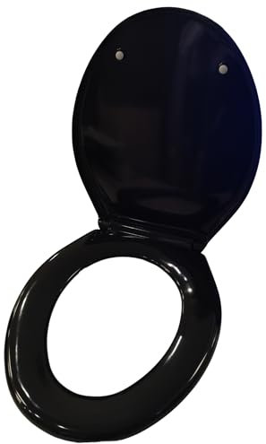 SEDILE WC Copriwater Plastica Universale Termoindurente Nero 46x37cm Cern. 12a18cm