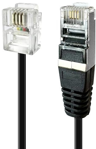 apm 570845 - Cavo Adsl Rj11/Rj45 connettori maschio/maschio, nero, lunghezza 5 m, cavo morbido e flessibile per il collegamento a un alloggiamento o modem ADSL