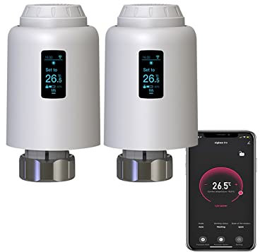 Qiumi Zigbee Smart Thermostatic Radiator Valve, Unterstützt Fernbedienung durch Smart Life App, Sprachsteuerung durch Alexa und Google Assistant (OLED DISPLAY)