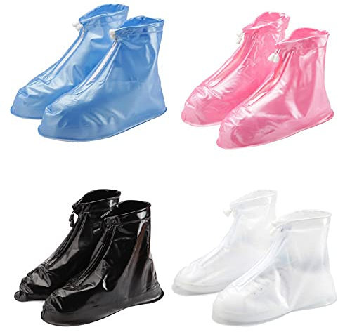NC 4Pcs Silikon-Überschuhe mit Reißverschlüssen, Regen, Schnee, Stiefel, Überschuhe für Radfahren, Outdoor, Camping, Angeln, Garten, Reisen, wasserdicht, Sandkontrolle, rutschfeste Überschuhe