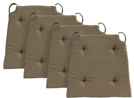 Traumnacht Stuhlkissen Basic 4er Set, mit einem Baumwollbezug, 40 x 42 x 5 cm, Taupe, Öko-Tex Zertifiziert, produziert nach deutschem Qualitätsstandard