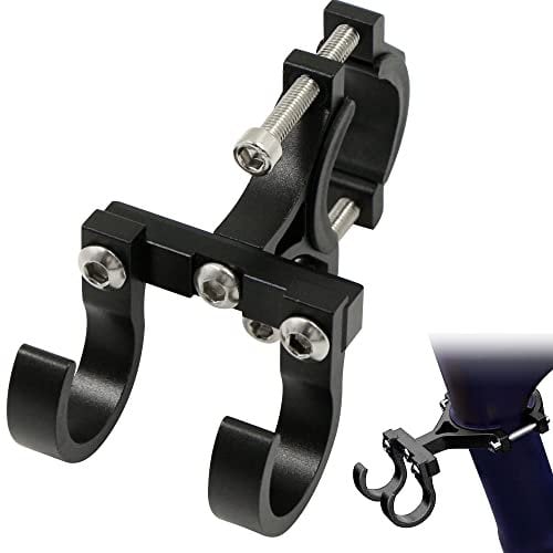 Elektroroller Fronthaken Haken Aufhänger Halter - Universal Doppelhaken Montage Zubehör aus Aluminiumlegierung für Elektro Scooter Fahrrad Rollern Taschen,Geeignet für 2.1-3.1CM Durchmesser,Schwarz