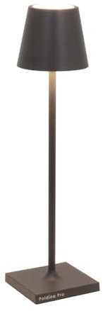 Zafferano, Poldina Micro Lampe, Kabellose, Wiederaufladbare Tischlampe mit Touch Control, Geeignet für Wohnzimmer und Außenbereich, Dimmer, 2200-3000 K, Höhe 27,5 cm, Farbe Dunkelgrau