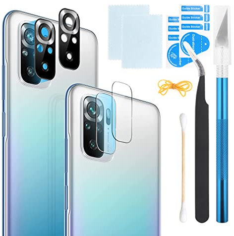 RongZy 2 Piezas Vidrio Lente de Cámara Trasera para Xiaomi Redmi Note 10 4G/Redmi Note 10S Cristal de la Objetivo Posterior Reemplazo Tapa Trasera Reemplazo Kit de Reparación