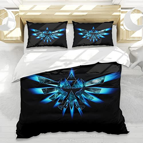 DDONVG Zelda Bettwäsche Set 135x200-3D Anime Game Theme Single Bed Linen Für Kids Microfaser Mit Reißverschluss Und 1 Kissenbezug (4,Single 135x200CM)