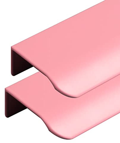 2 Stück Versteckter Schrankgriff Möbelgriffe Rosa Aluminium Türklinken Kinderzimmer Küchengriffe Schubladengriff Knöpfe für Kleiderschrank,Schlafzimmer,Badezimmer (Total length 80mm)
