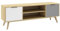 AltoBuy BORGH - Meuble TV 140cm 2 Portes Scandinave Pin Massif Gris, Blanc et Effet Chêne