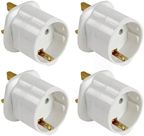 4X Adaptateur pour Prise européenne vers Prise Britannique - TALENTEC - Blanc - Type C vers Type G - Voyage et Maison