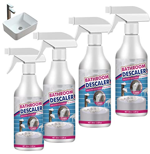 SENGHUI Stubborn Stains Cleaner,Bathroom Descaler,Jetted Bathtub Cleaner,Powerful Descaling Cleaning,60ml Limescale Cleaner, Bubble Cleaner Foam Spray for Toilet Bath Shower Glass (4Pcs)