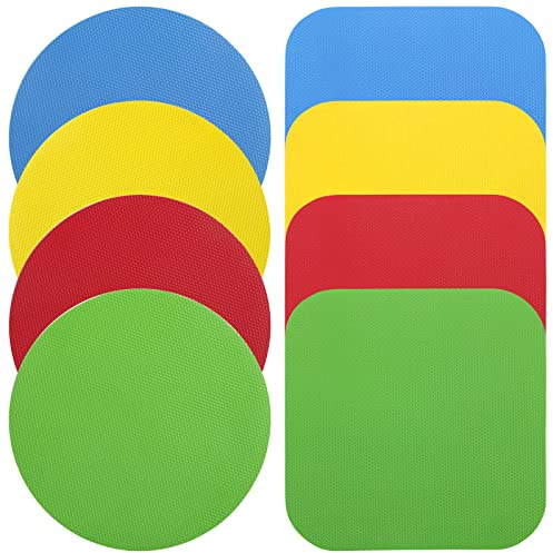 8 Stück Gummi Glasöffner Greifer, Quadratische und Runde Flaschenöffner Multifunktional Rutschfester Glasöffner Hitzebeständig Silikon Untersetzer für Senioren Schwache Hände (4 Farben)