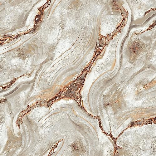 Palmetto Agate Marble Wallpaper - Rust Taupe Gold - Metallic Effect Textured Modern Luxury Heavyweight Vinyl
