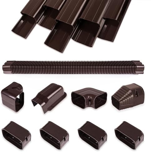 MOOITEK 3 10Ft PVC Line Set Cover Kit for Ductless Mini Split Air Conditioners, Decorative PVC Slim Line Cover for Central AC & Heat Pumps Systems Tubing Cover