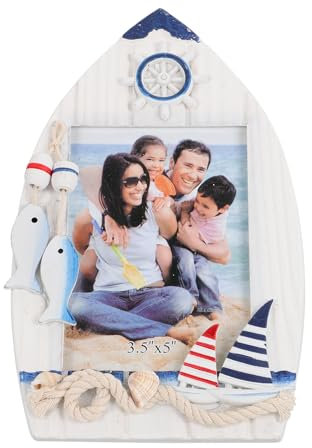 Garneck 1stk Boot Fotorahmen Schreibtischaufsatz Fotorahmen Im Strandstil Fotoverzierung Nautischer Fotohalter Mediterraner Bilderrahmen Nautischer Wohnkultur Skulptur Hölzern