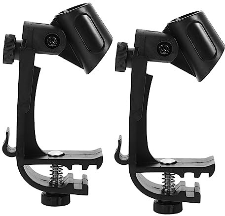 CORHAD 2Pièces Clips de Microphone Réglables Antichocs pour Support de Tambour Pince de Montage pour Microphone de Batterie Accessoire de Studio Musical