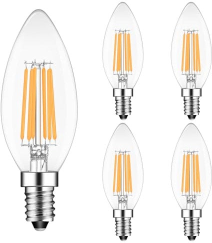 Sokkldccd E14 Led Light Bulb 6W, SES Small Edison Screw Candle Light Bulbs, 60w Equivalent, 2700K, Pack of 4