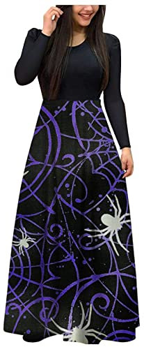 WVONIF Robe Halloween Robe Femme Mi Longue de Cocktail Soirée Bal Cérémonie Pin Up pour Fête Mariage Anniversaire avec Manches 3/4 Col V Deguisement Halloween Femme Enceinte