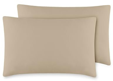 VEL VET HOME VelvetHome Deluxe 2er Set Kissenbezug 40x60 cm Made in EU Hohe Qualität Kopfkissenbezug mit Reißverschluss 100% Baumwolle Kissenhülle 40x60 Beige