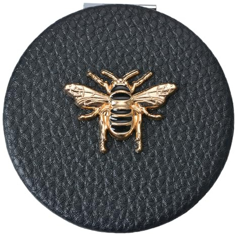 Clayre & Eef Handspiegel Ø 6 cm Schwarz Polyresin Glas Rund Biene