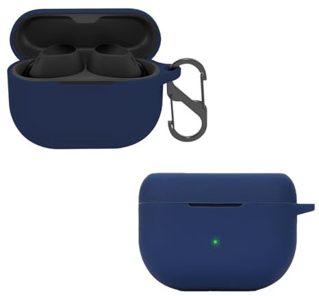 carinacoco Silicone Case for Jabra Elite 10/Elite 8 Active with Carabiner, Soft and Flexible, Ultra-Thin Shockproof Cover Slim-Fit Anti-Fall Earphone Case for Jabra Elite 10, Blue