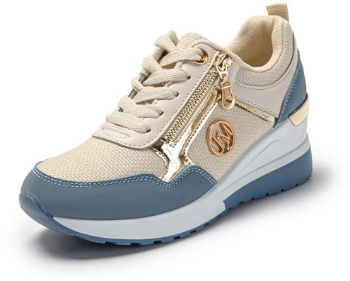 JOMIX Sneakers Donna Casual Scarpe Eleganti Sportive Zeppa Comode da Ginnastica Scarpe Traspirante Leggere da Camminata Fitness Palestra SD9405 (Blu, 36)