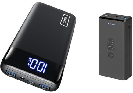 INIU Power Bank & SBS Power Bank Ladegerät 20000 mAh, 1 x 10W USB-A Port und 1 x 5W, 1 x 10W USB-C, schlank, leicht, lädt bis zu 8 mal Smartphone und 4 mal Tablet