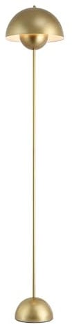 Alpinaluz Lampadaire en Acier avec Abat-jour Bombé – Style Scandinave et Rétro – Éclairage Indirect vers le Bas – Douille E27 – Interrupteur au Pied – Pour Salon ou Chambre (Doré)
