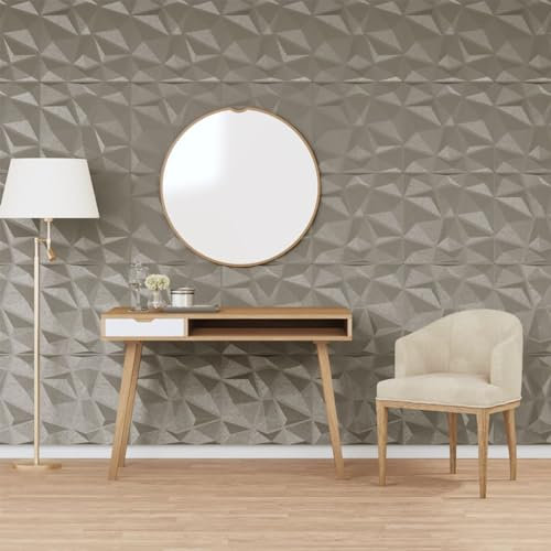 Rantry Wandpaneele 24 Stück, Diamantgrau, Beton, 50 x 50 cm, EPS 6 m², Wandverkleidung