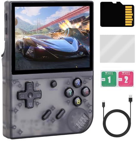RG35XX Plus Retro Handheld Spielkonsole, 3,5-Zoll-IPS-Bildschirm Retro-Videospielkonsole mit 64TF-Karte & 5515 + klassischen Spielen, Support HDMI TV Output 5G WiFi Bluetooth(Schwarz)