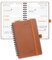 POPRUN Taschenkalender 2025 Klein Ringbuch mit Softcover, ca. A6 (16 x 10,5 cm) - Kalender 2025 Klein (Jan.2025-Dez.2025) - Terminplaner 1 Woche 2 Seite mit Plastiklineal - Braun