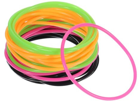 PATIKIL Silicone Jelly Bracelets, 60 Pack Rainbow Glow Rubber Bracelets 80s Neon Stretchy Wristband for Party Favor Adults Teen Sports Team Games, 4 Color