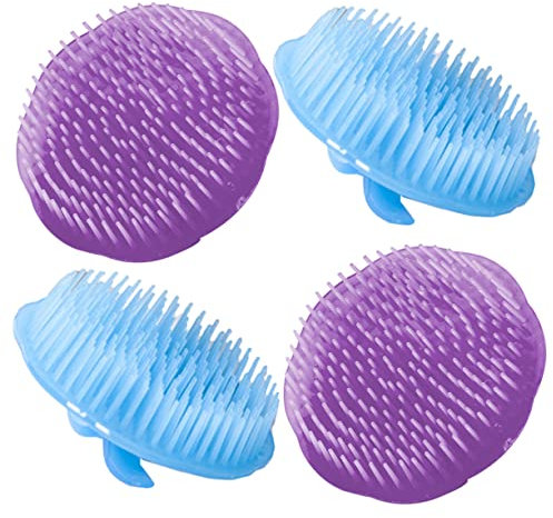 MERRYHAPY Haar Kopfhautmassagegerät 4 Stücke Shampoobürste für Kopfhautpflege Massagebürste gegen Schuppen Ergonomisch für Nasse und Trockene Anwendung für Damen und Herren