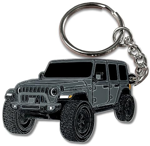FOUR WHEEL BEAST Jeep Wrangler Schlüsselanhänger – Offiziell lizenziertes Jeep Rubicon Zubehör JL Schlüsselanhänger JKU 2024 2023, Granit, 2 x 1.5