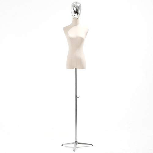 Aioneer Weibliche Schaufensterpuppe, Schneiderpuppe mit silbernem Metallsockel und -Kopf, für die Präsentation Schwerer Brautkleider, Hochzeitskleider, Kleidung, gebrochenes Weiß