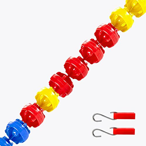 Safety Pool Rope Float Swimming Pools Safety Divider Rope Kits with Float, Indoor Outdoor Plastic Buoy Rope for Shoals Waterways, Including 2 Pre Assembled Hooks